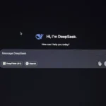 Perplexity AI Review 2026: Is It the Best AI Search Engine for Research? Image displaying DeepSeek AI interface for messaging and search functionality.
